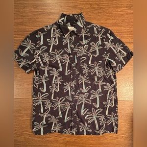 EUC Men’s S/S American Eagle Black Shirt-Palm Tree print-Medium